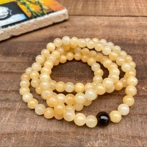 🆕🆕🆕✨GOLDEN YELLOW TOPAZ STONE BEAD MALA NECKLACE/WRAP BRACELET 6mm